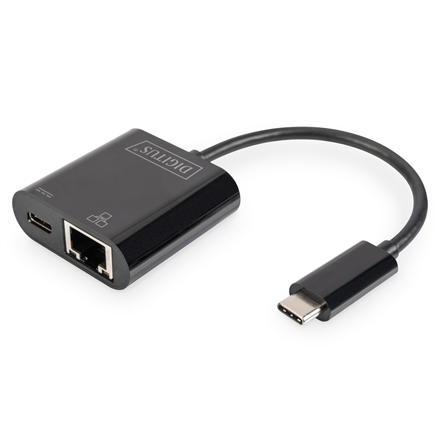 Digitus USB-Type-C Gigabit Ethernet Adapter + PD with power delivery function DN-3027, Black